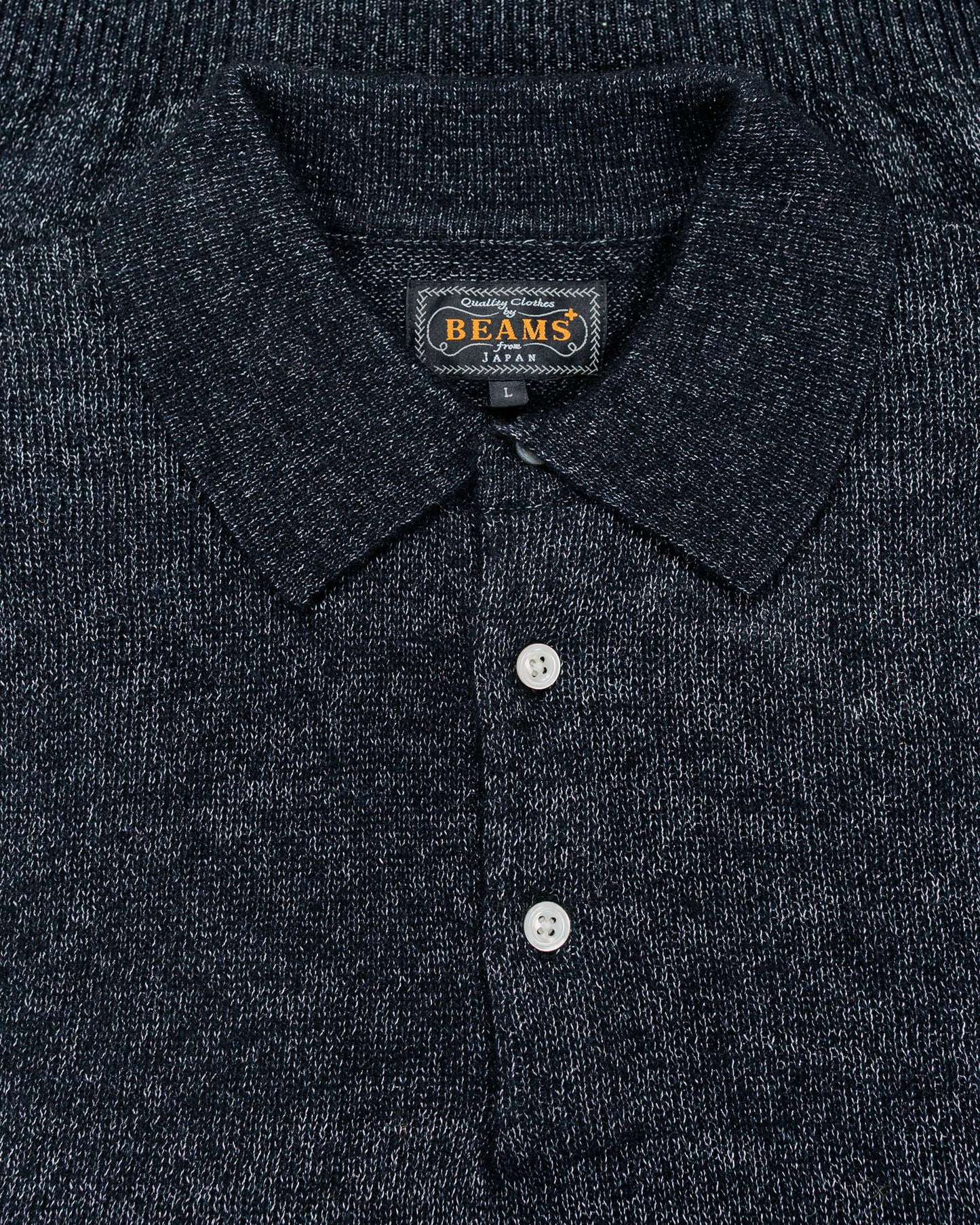 lost & found Beams Plus Beams Plus Knit Polo 9G Wool Silk Shaggy Black
