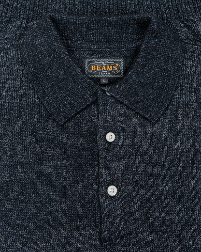 lost & found Beams Plus Beams Plus Knit Polo 9G Wool Silk Shaggy Black
