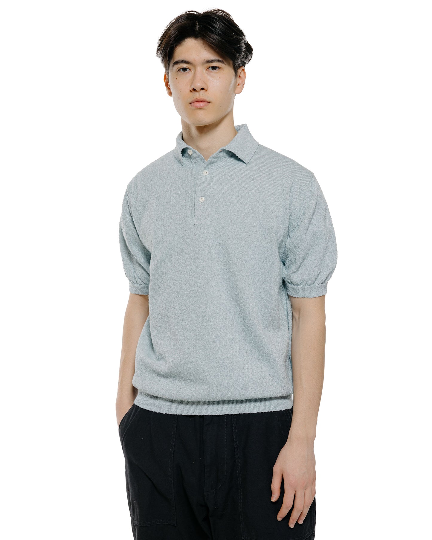 lost & found Beams Plus Beams Plus Knit Polo Boucle Sax