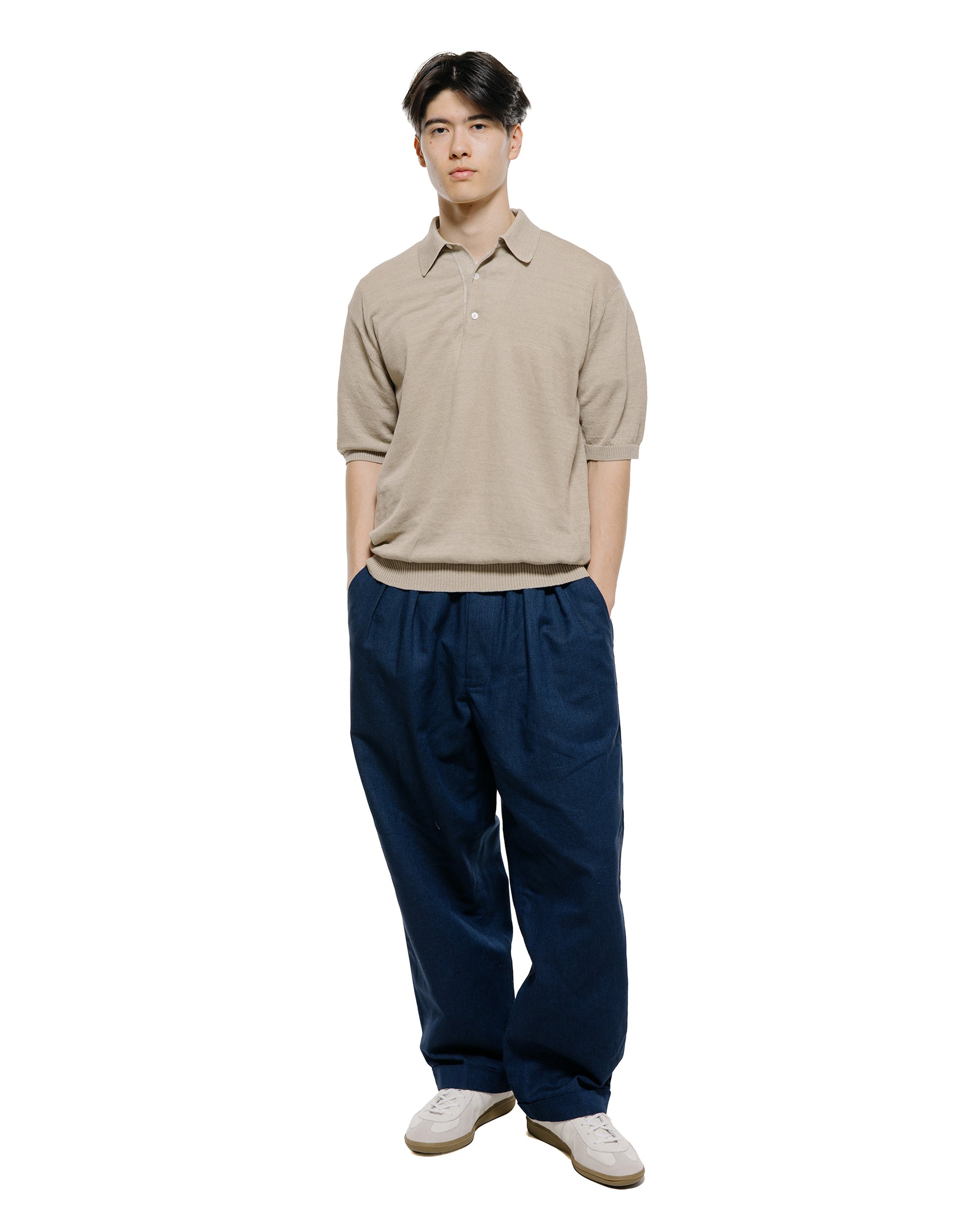 lost & found Beams Plus Beams Plus Knit Polo Hemp Light Grey