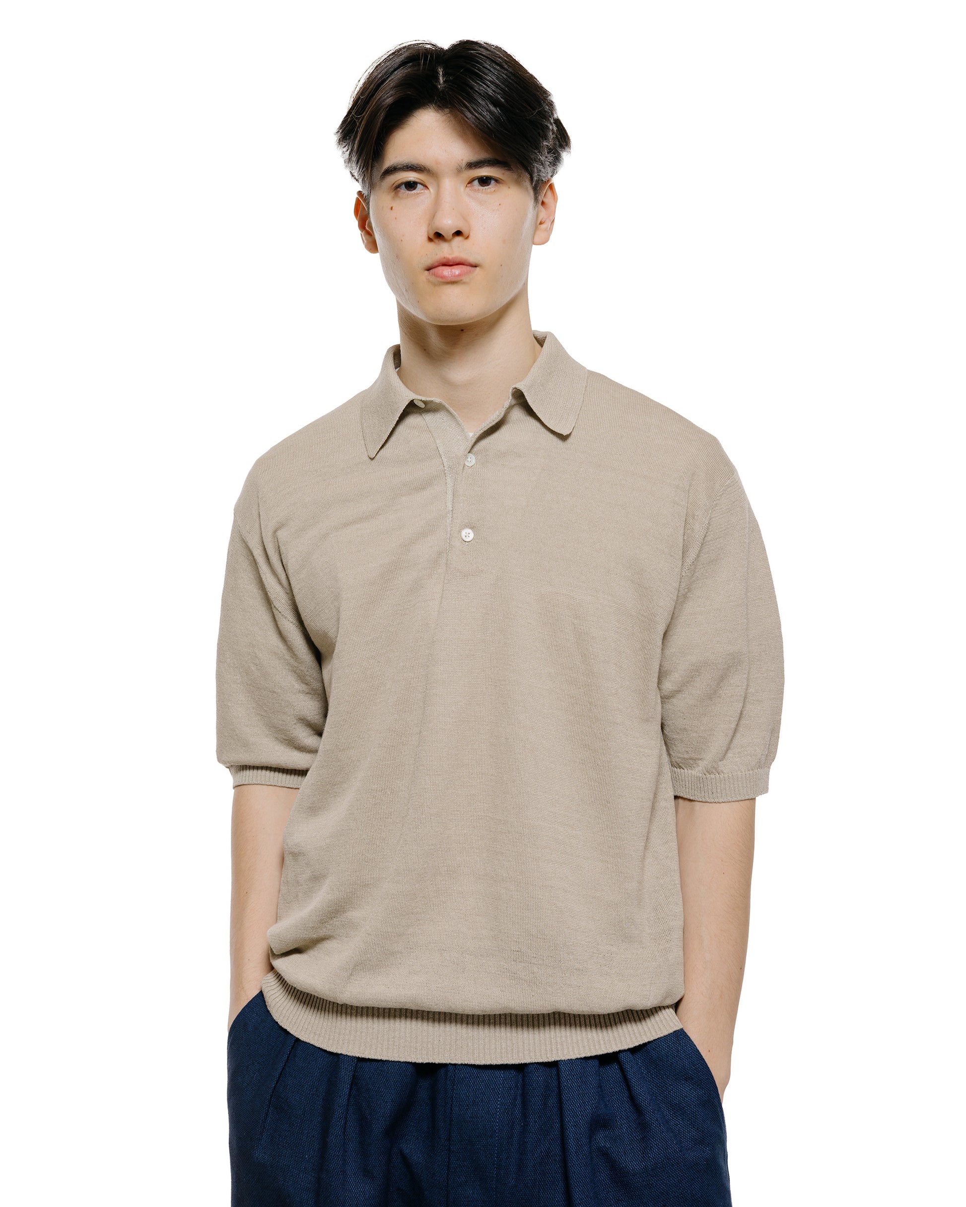 lost & found Beams Plus Beams Plus Knit Polo Hemp Light Grey