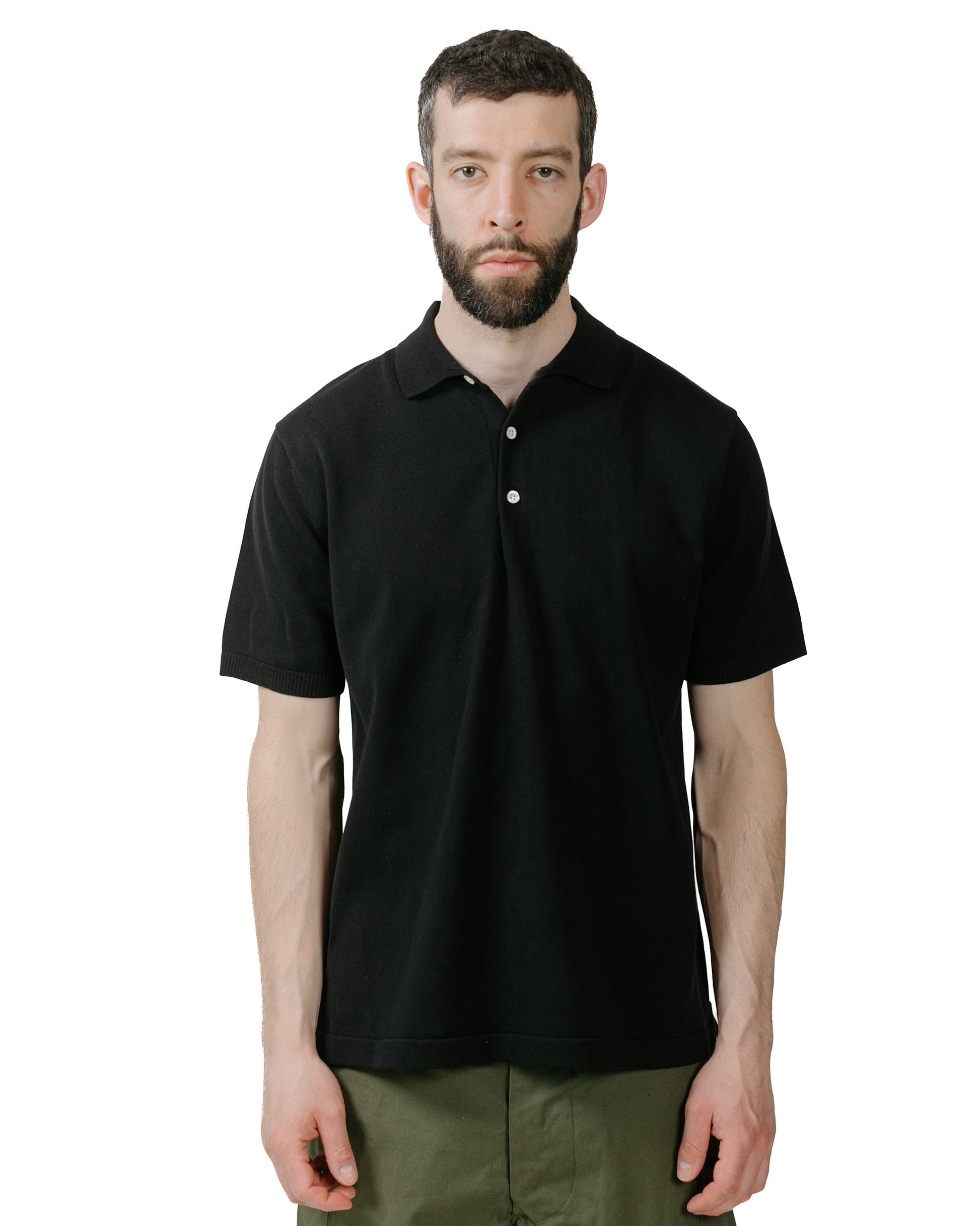 lost & found Beams Plus Beams Plus Knit Polo Solid 12G Black
