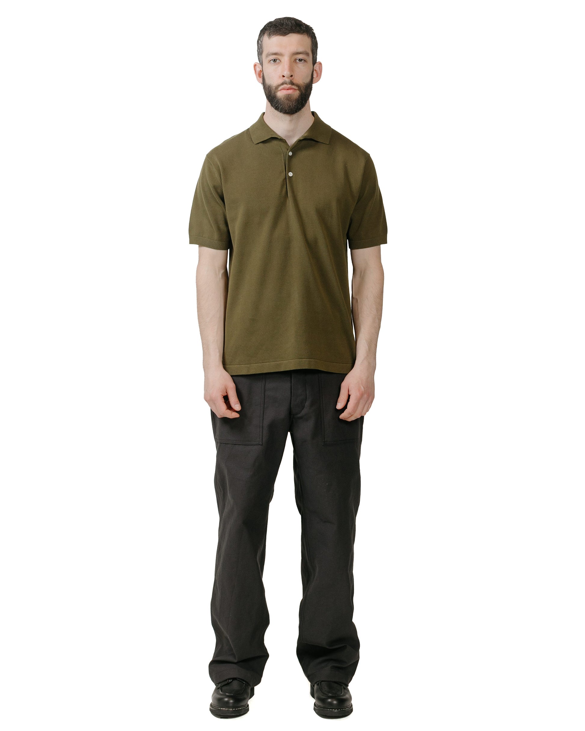 lost & found Beams Plus Beams Plus Knit Polo Solid 12G Green