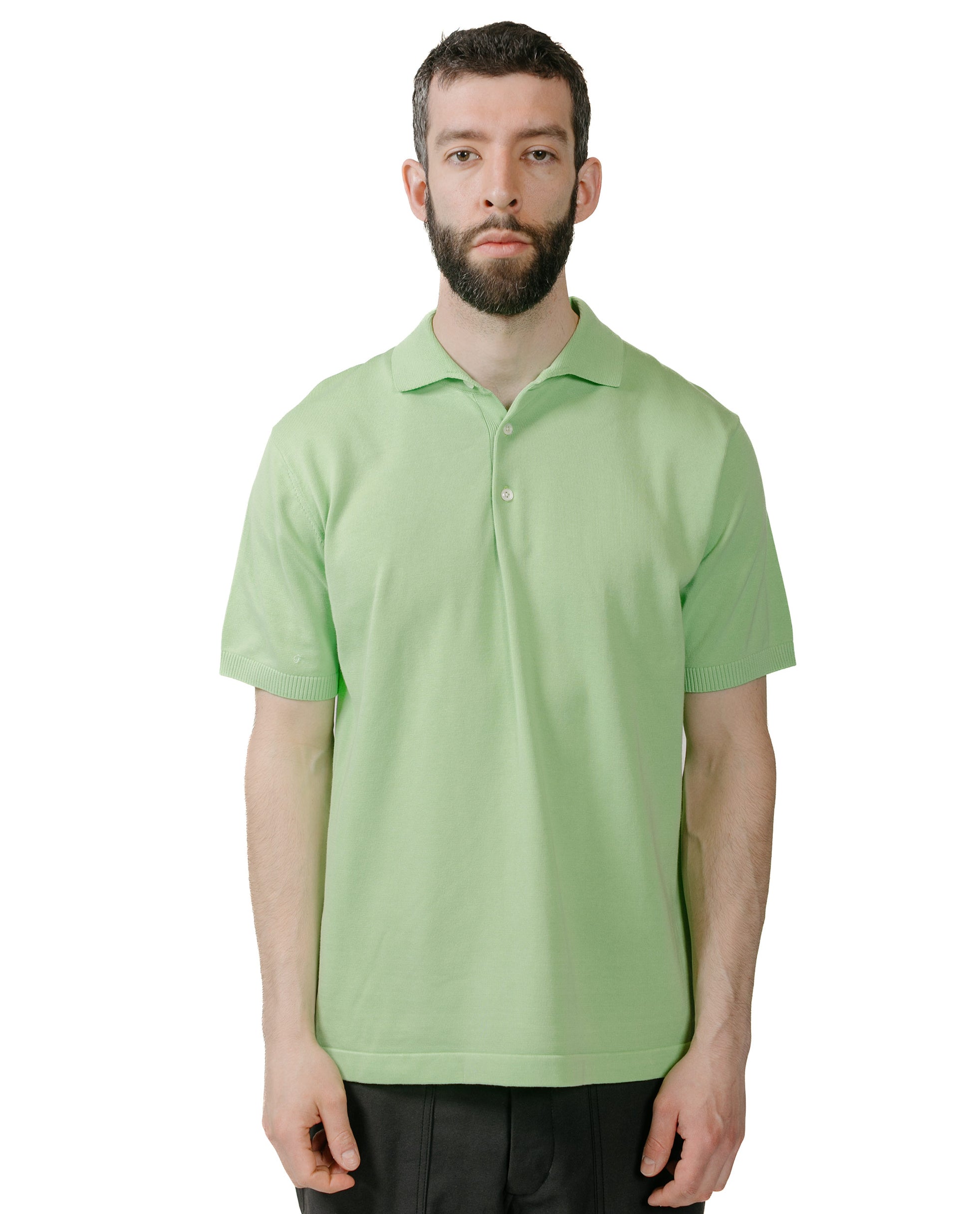 lost & found Beams Plus Beams Plus Knit Polo Solid 12G Light Green
