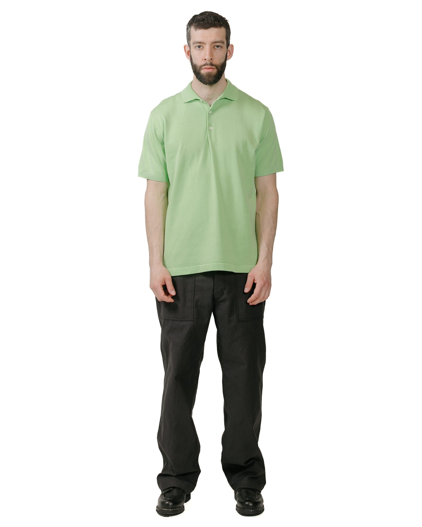 lost & found Beams Plus Beams Plus Knit Polo Solid 12G Light Green