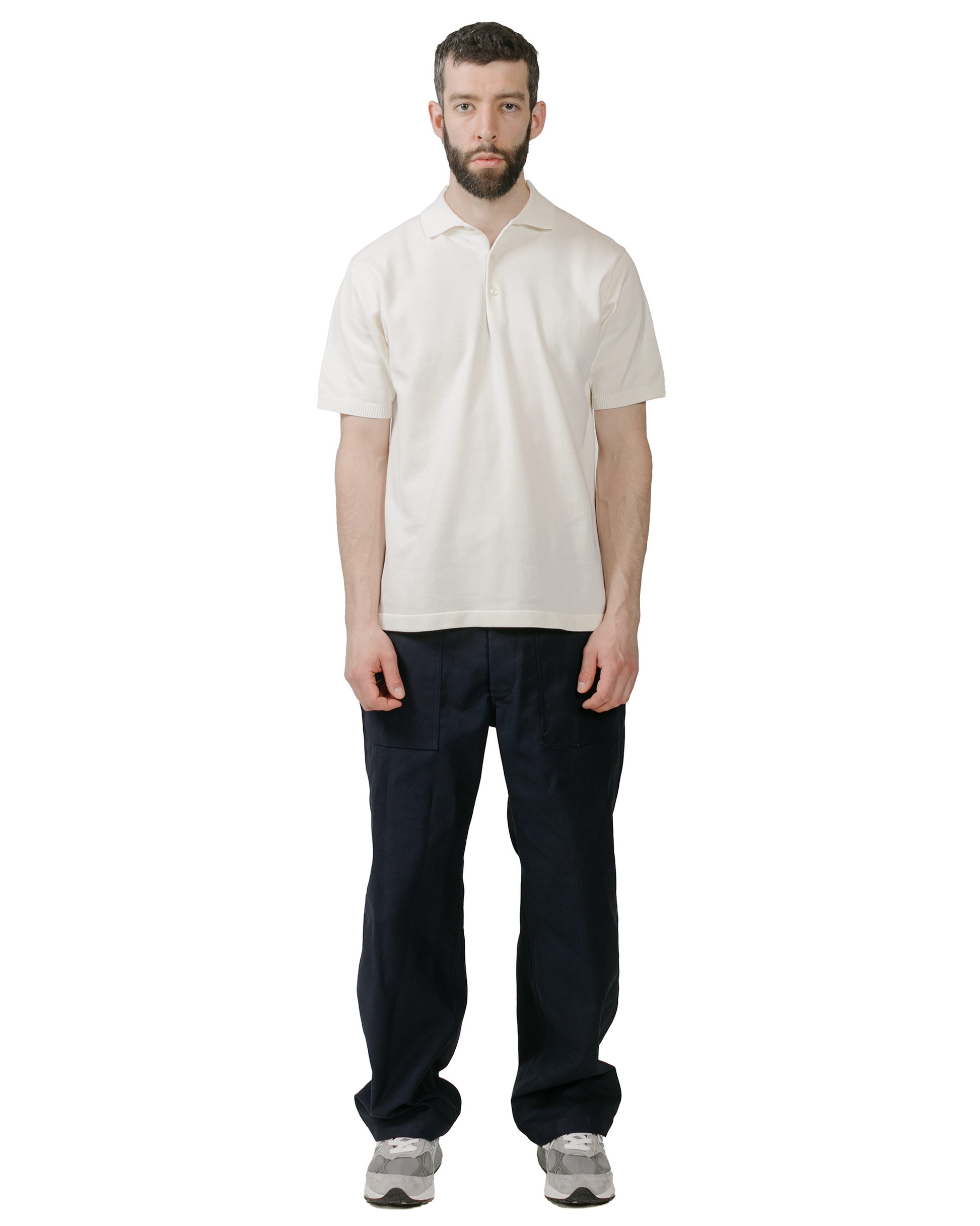 lost & found Beams Plus Beams Plus Knit Polo Solid 12G White