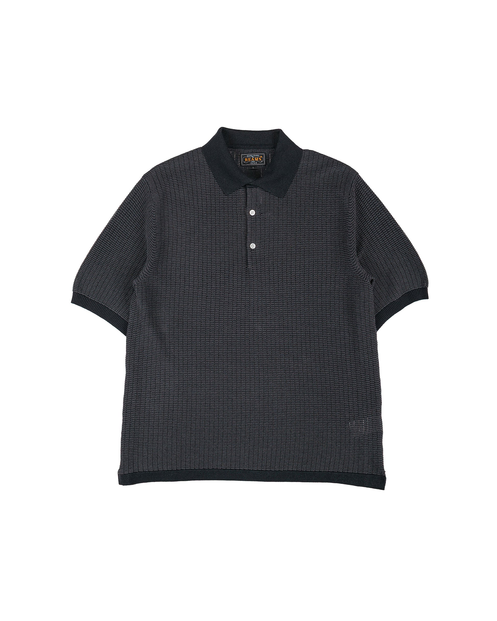 lost & found Beams Plus Beams Plus Knit Polo 'Washi' 2 Tone Black