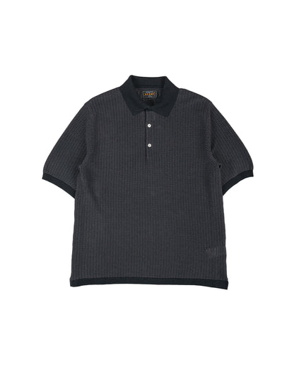 lost & found Beams Plus Beams Plus Knit Polo 'Washi' 2 Tone Black