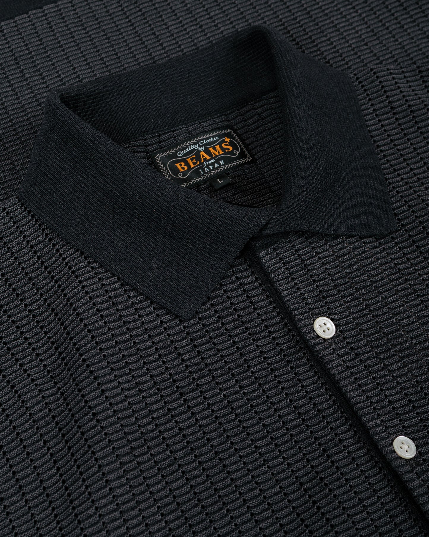 lost & found Beams Plus Beams Plus Knit Polo 'Washi' 2 Tone Black