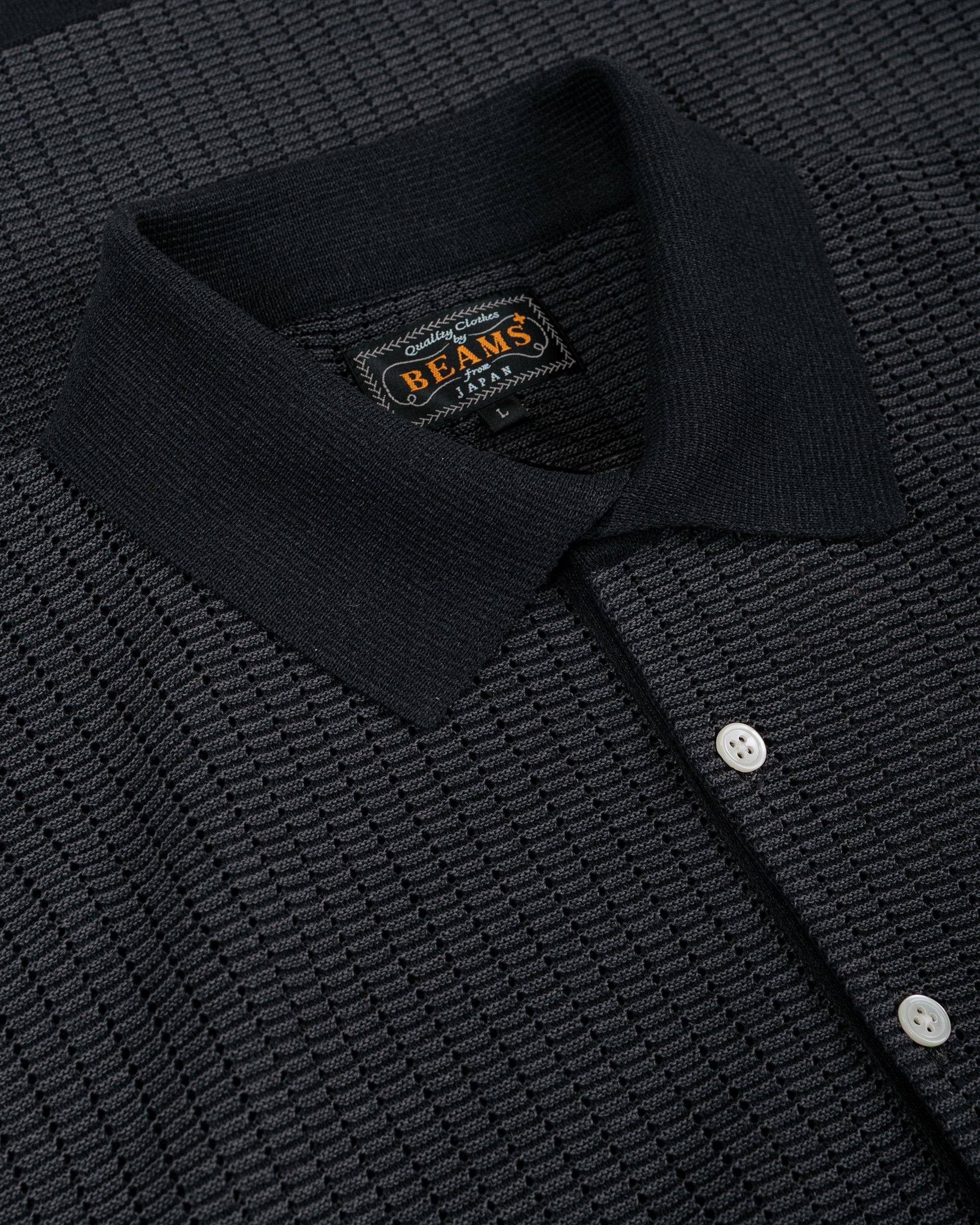 lost & found Beams Plus Beams Plus Knit Polo 'Washi' 2 Tone Black