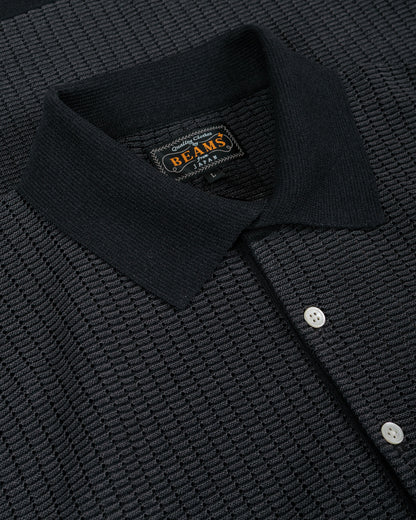 lost & found Beams Plus Beams Plus Knit Polo 'Washi' 2 Tone Black