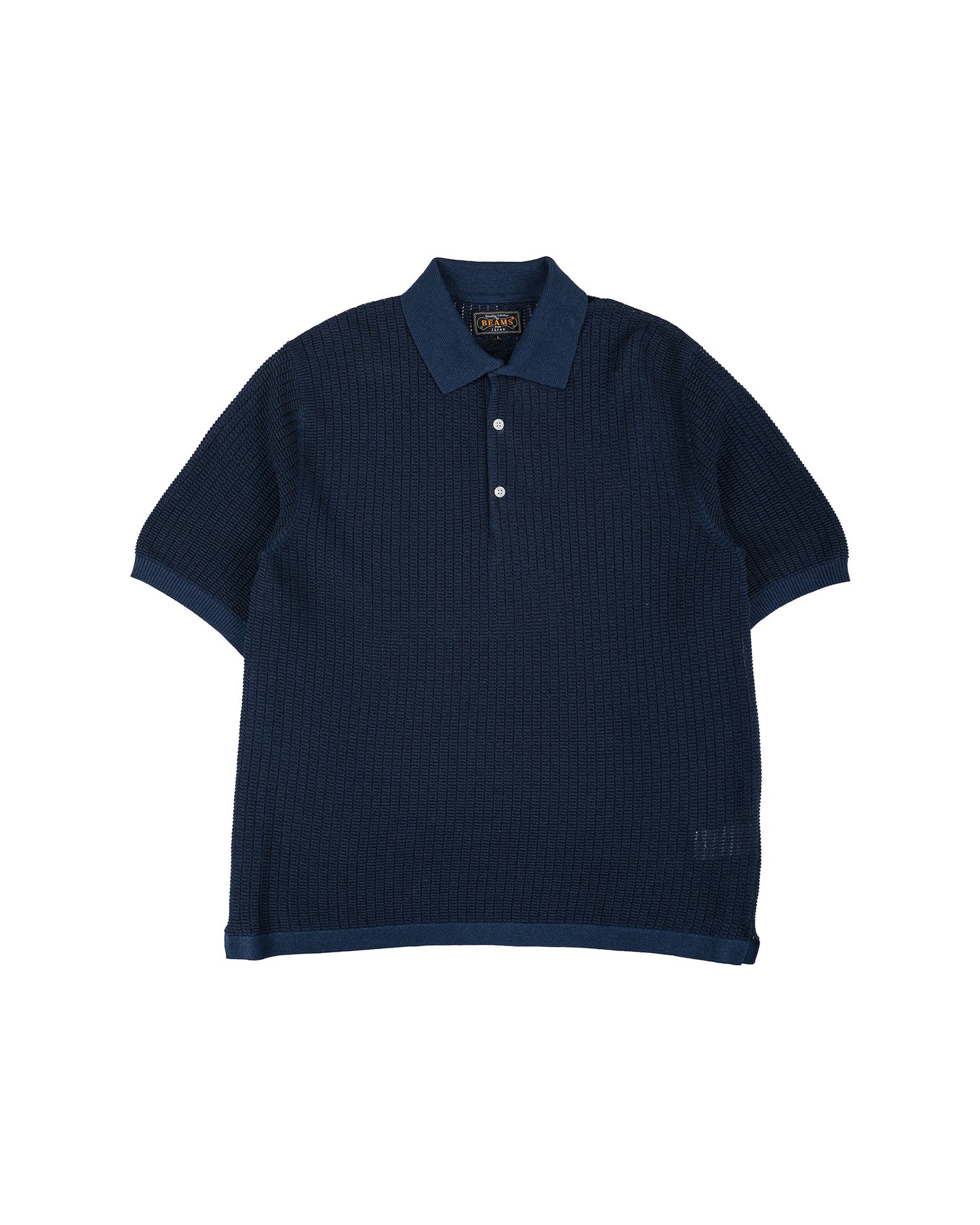 lost & found Beams Plus Beams Plus Knit Polo 'Washi' 2 Tone Navy