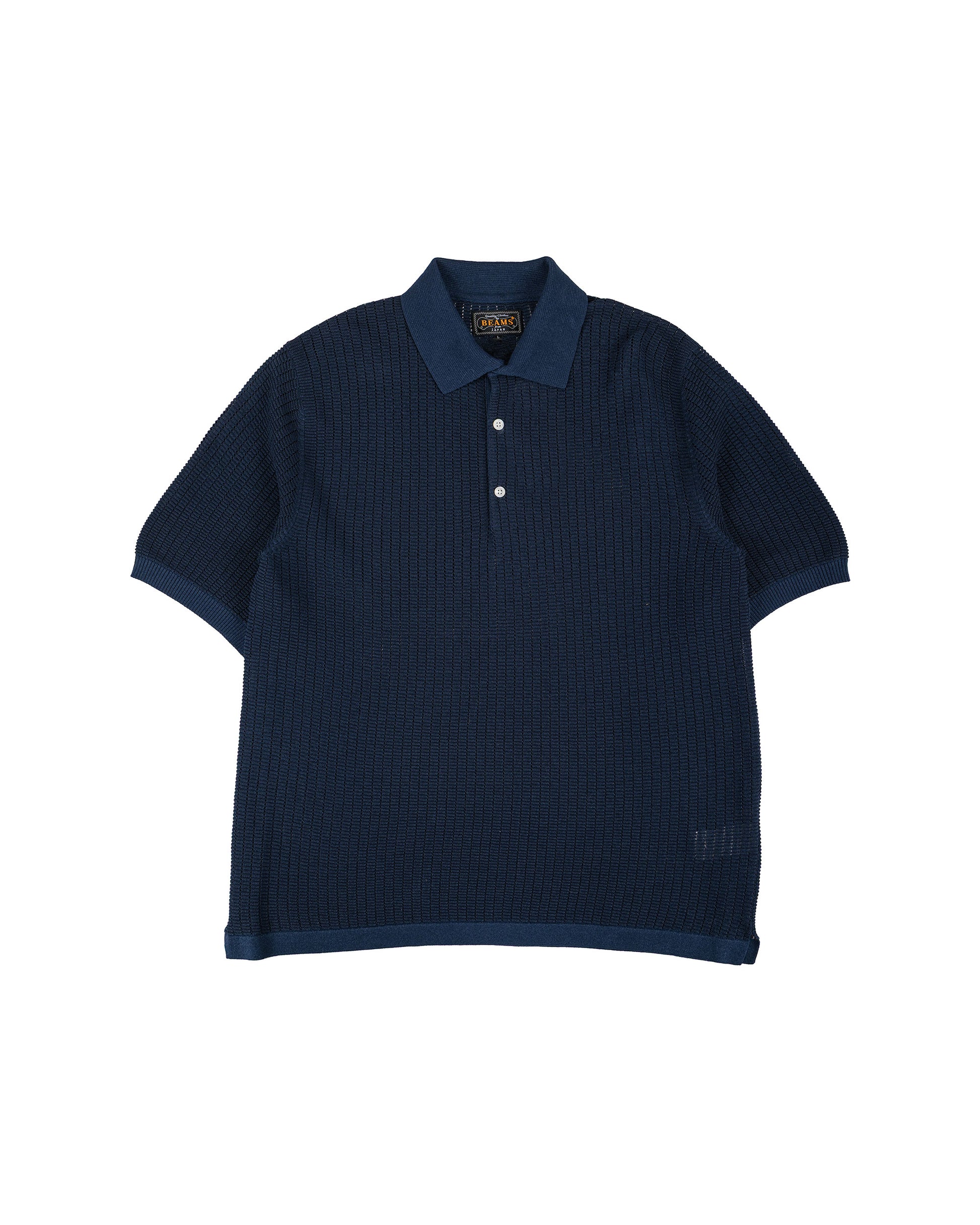 lost & found Beams Plus Beams Plus Knit Polo 'Washi' 2 Tone Navy