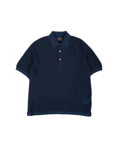 lost & found Beams Plus Beams Plus Knit Polo 'Washi' 2 Tone Navy