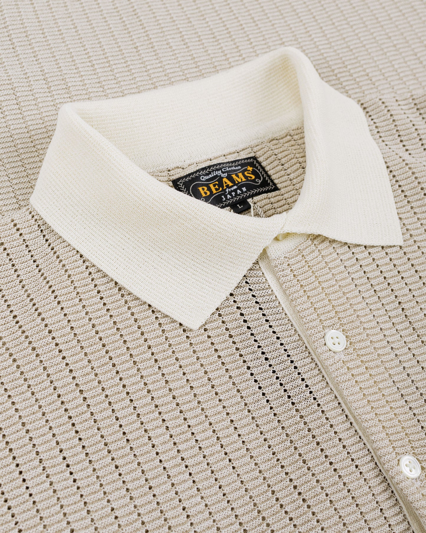 lost & found Beams Plus Beams Plus Knit Polo 'Washi' 2 Tone Off White