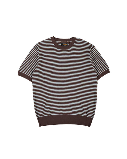 lost & found Beams Plus Beams Plus Knit Tee Dot Pattern Jacquard Brown
