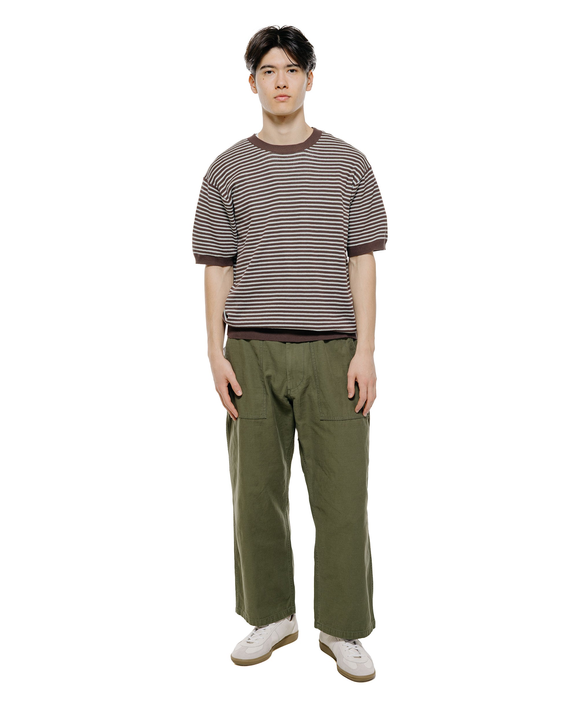 lost & found Beams Plus Beams Plus Knit Tee Dot Pattern Jacquard Brown