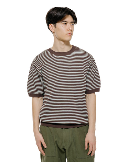 lost & found Beams Plus Beams Plus Knit Tee Dot Pattern Jacquard Brown