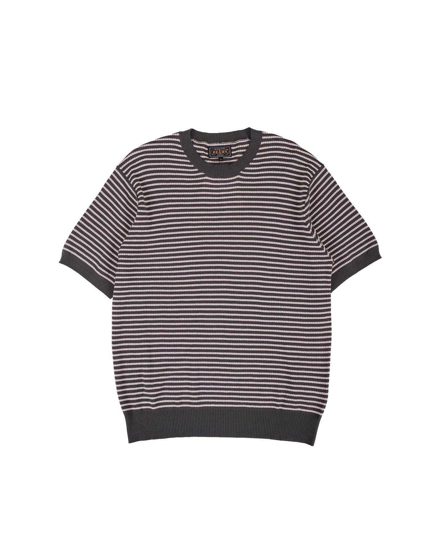 lost & found Beams Plus Beams Plus Knit Tee Dot Pattern Jacquard Charcoal Grey