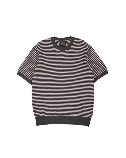 lost & found Beams Plus Beams Plus Knit Tee Dot Pattern Jacquard Charcoal Grey