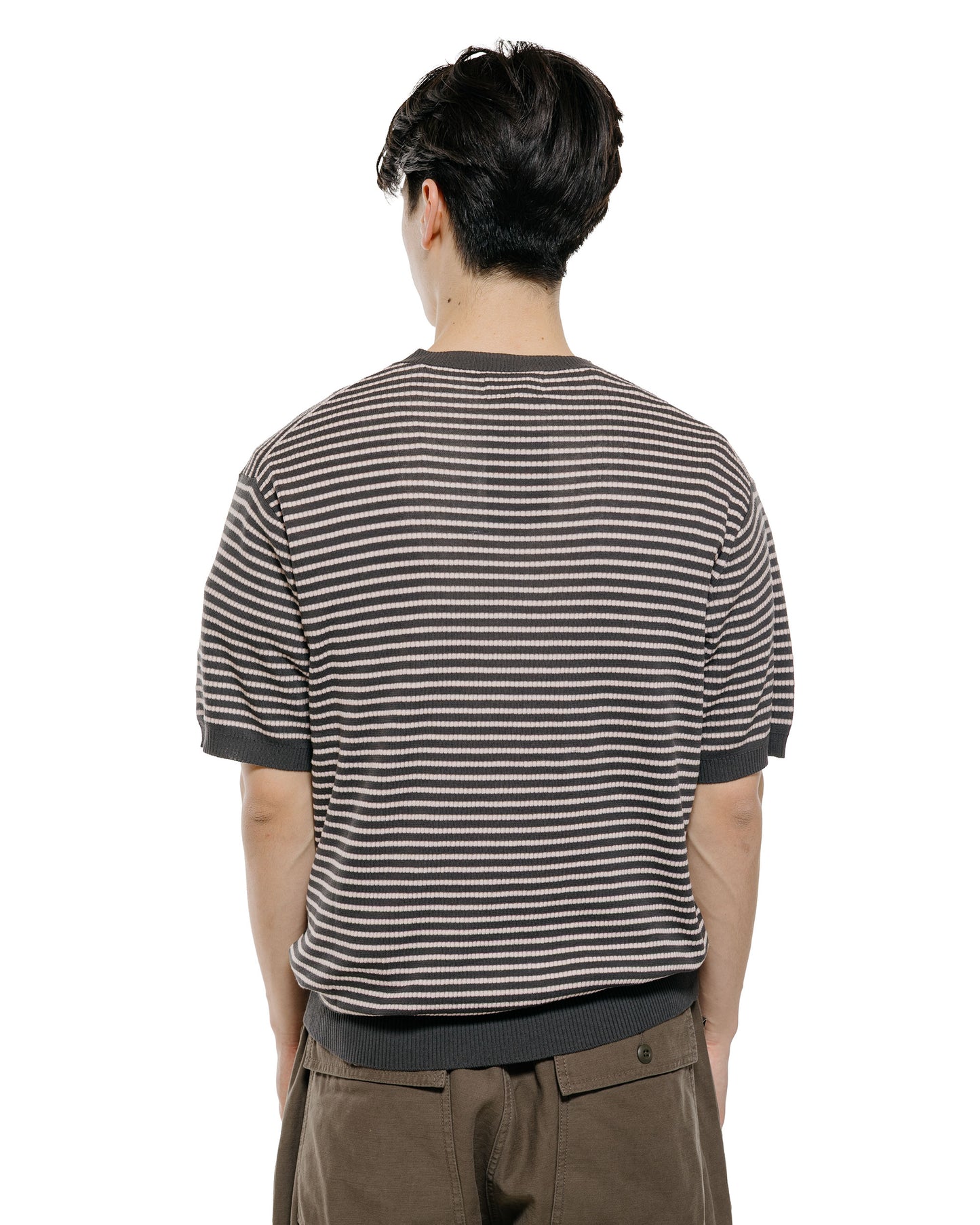 lost & found Beams Plus Beams Plus Knit Tee Dot Pattern Jacquard Charcoal Grey