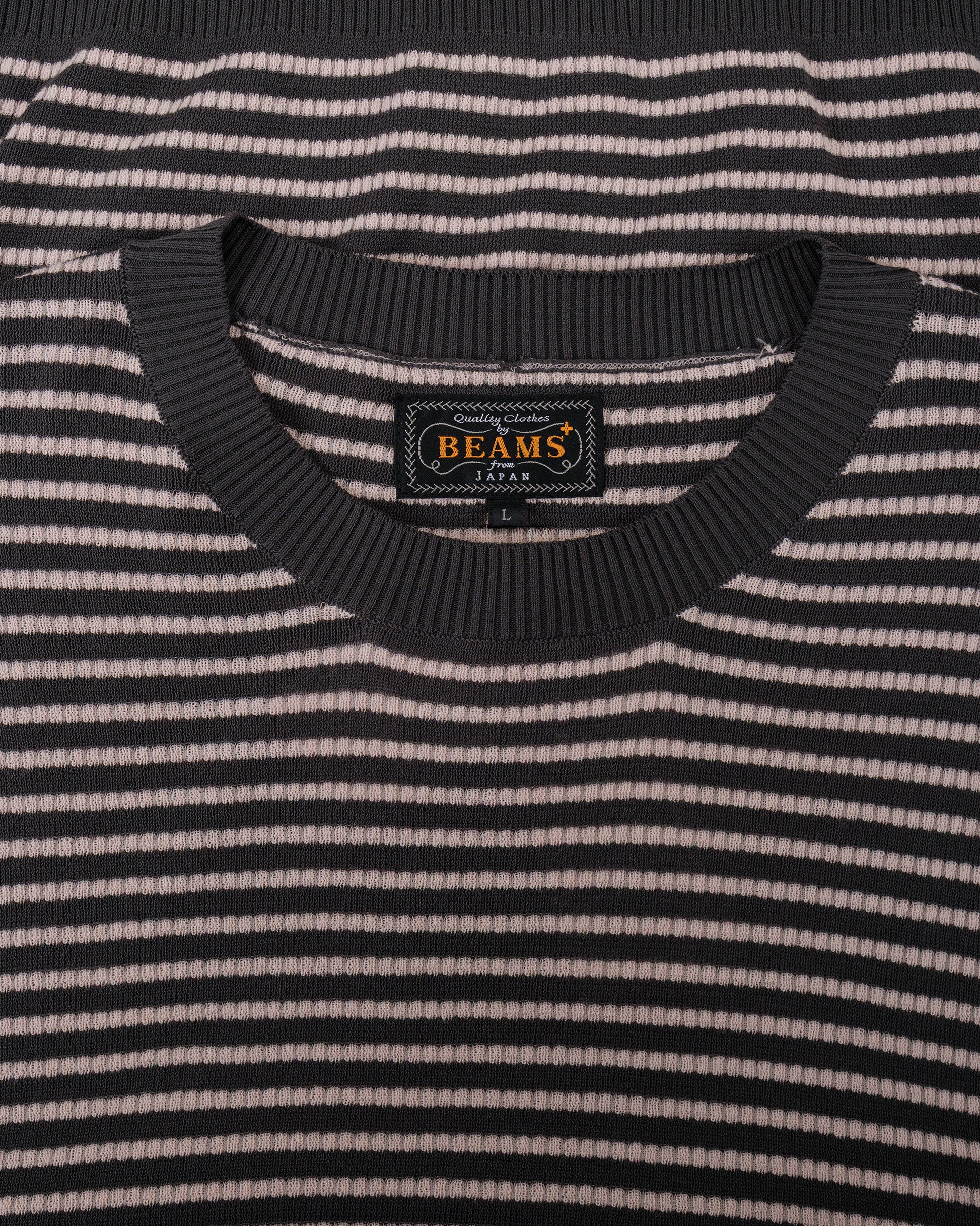 lost & found Beams Plus Beams Plus Knit Tee Dot Pattern Jacquard Charcoal Grey