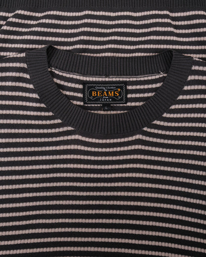 lost & found Beams Plus Beams Plus Knit Tee Dot Pattern Jacquard Charcoal Grey
