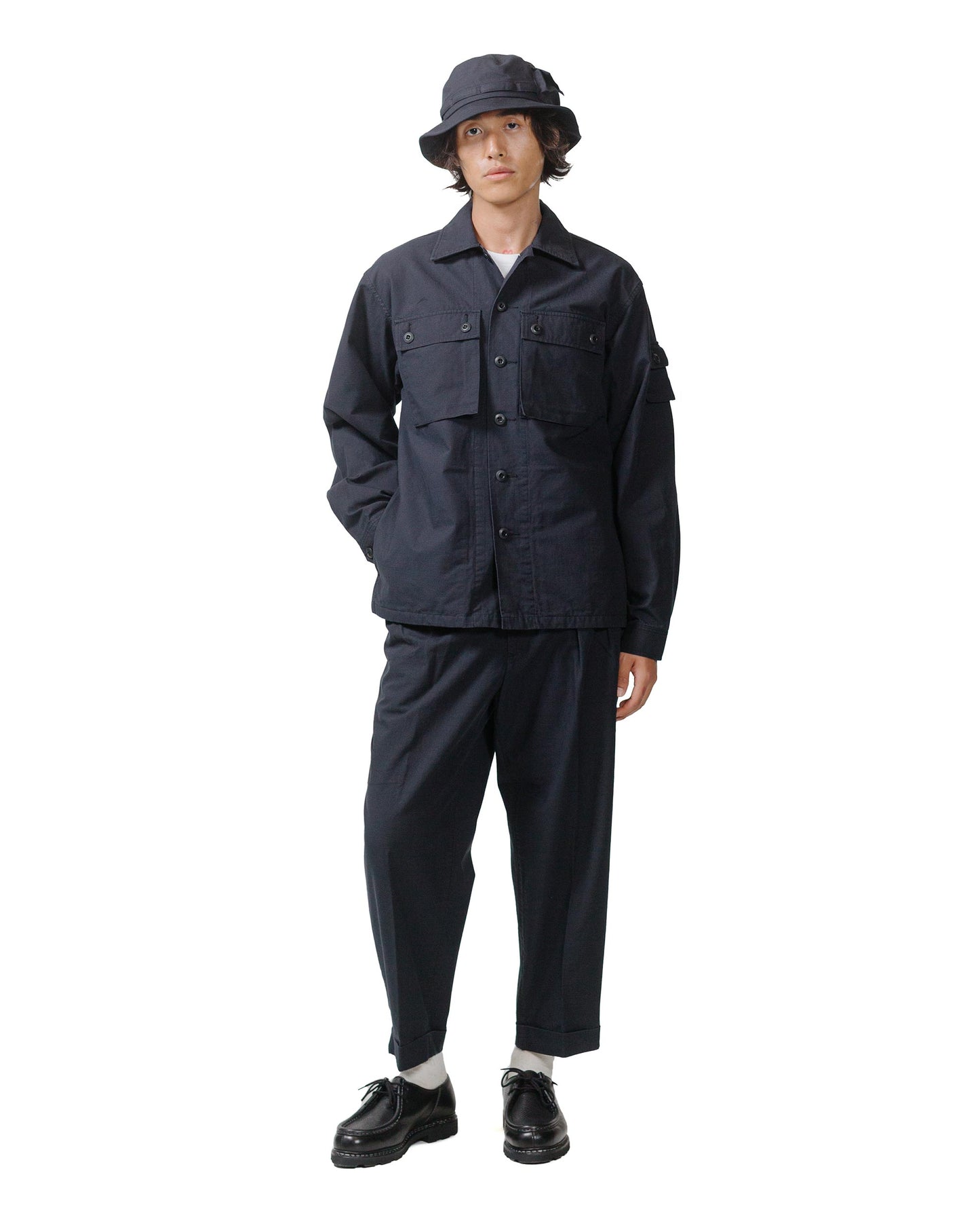 lost & found Beams Plus Beams Plus Lost & Found 2Pleats Cotton Ripstop Black