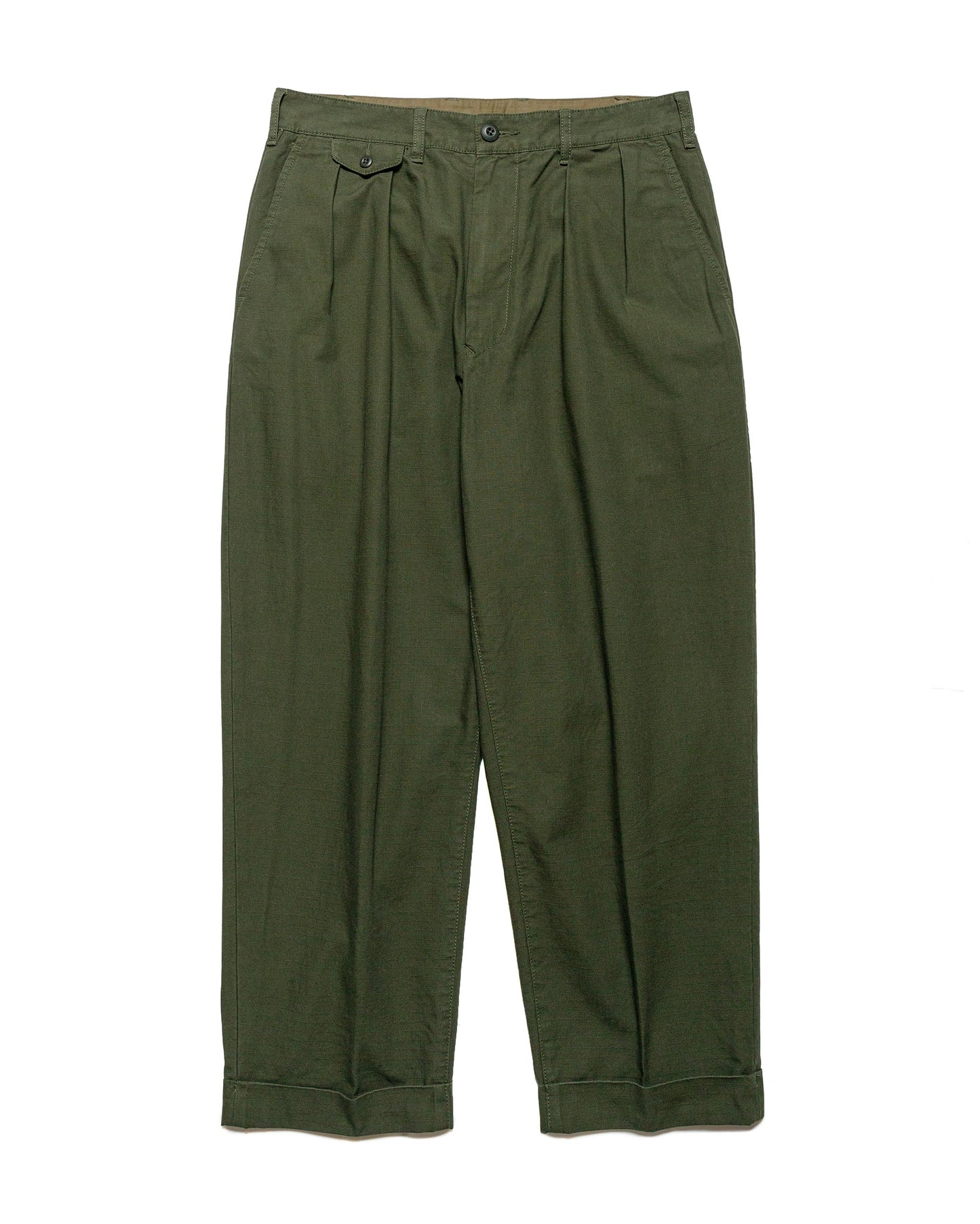 lost & found Beams Plus Beams Plus Lost & Found 2Pleats Cotton Ripstop Olive
