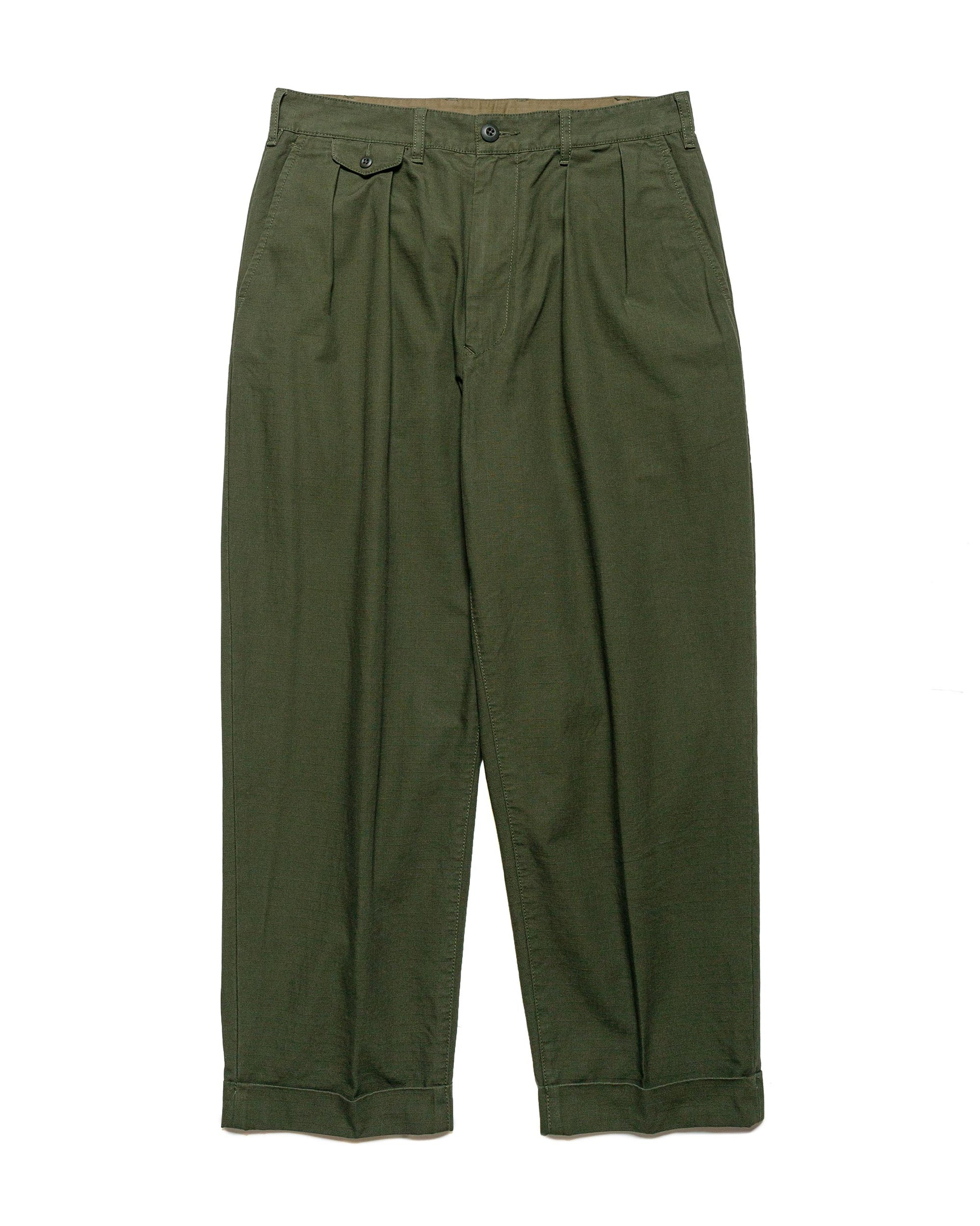 lost & found Beams Plus Beams Plus Lost & Found 2Pleats Cotton Ripstop Olive
