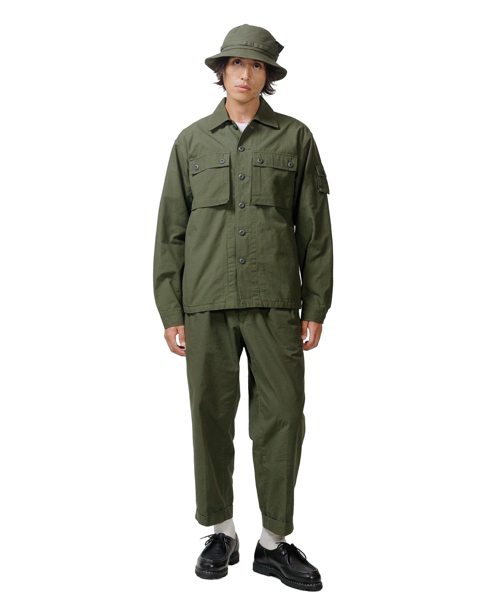 lost & found Beams Plus Beams Plus Lost & Found 2Pleats Cotton Ripstop Olive