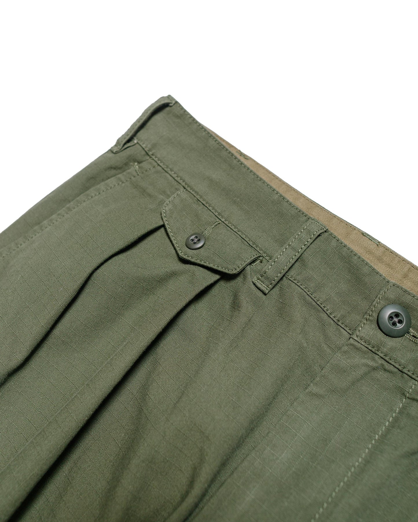 lost & found Beams Plus Beams Plus Lost & Found 2Pleats Cotton Ripstop Olive