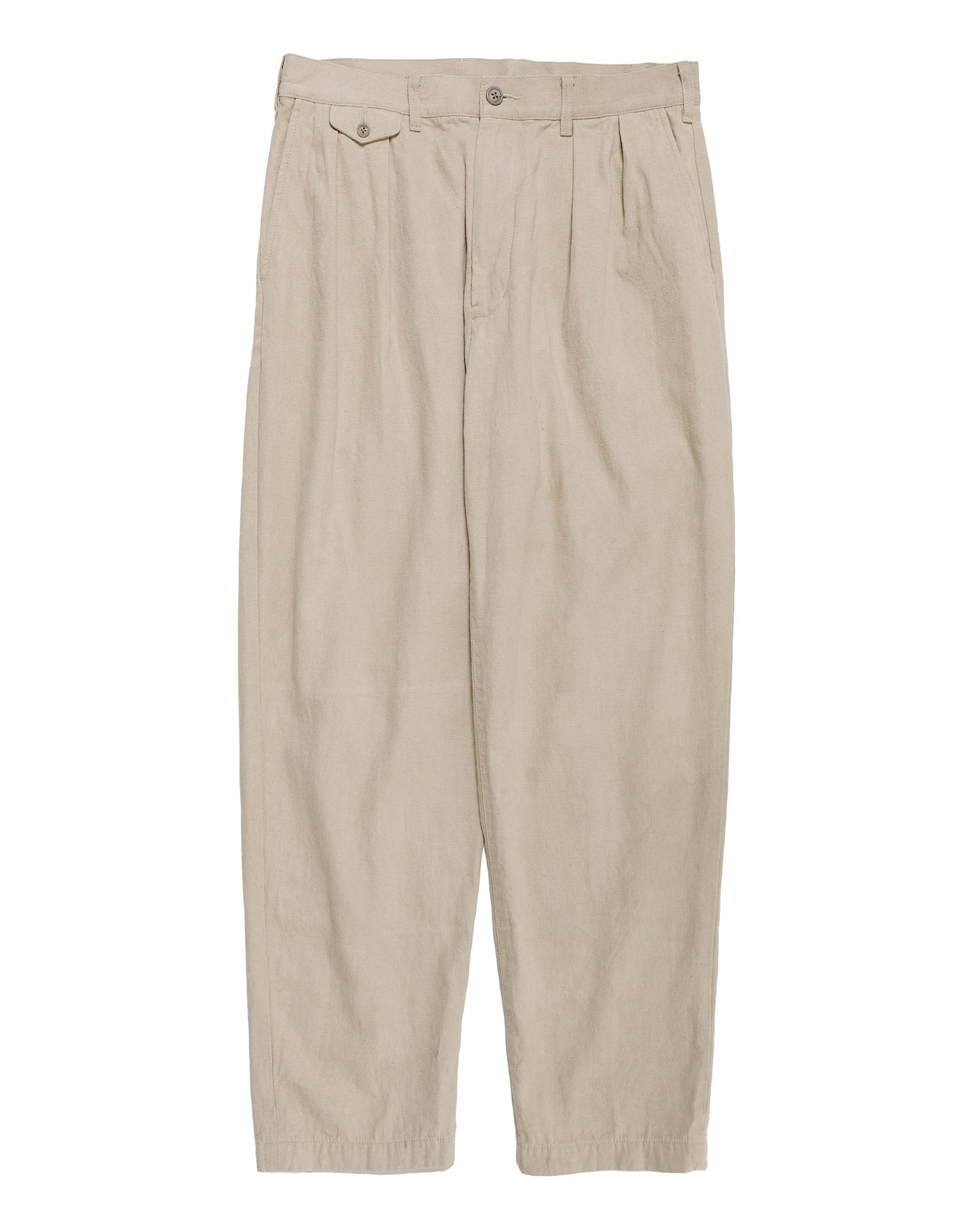 lost & found Beams Plus Beams Plus Lost & Found 2Pleats Trousers Cotton Linen Khaki