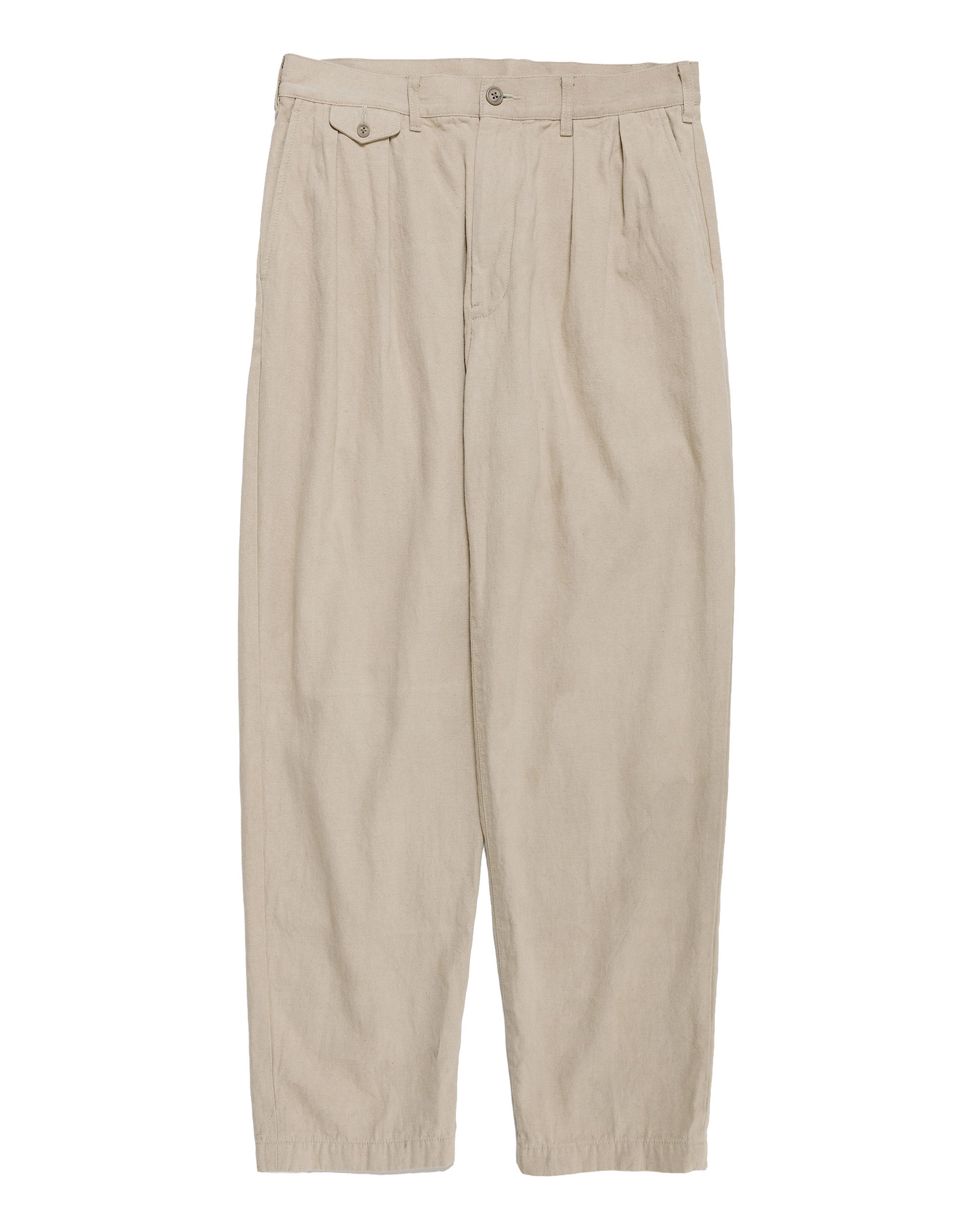 lost & found Beams Plus Beams Plus Lost & Found 2Pleats Trousers Cotton Linen Khaki