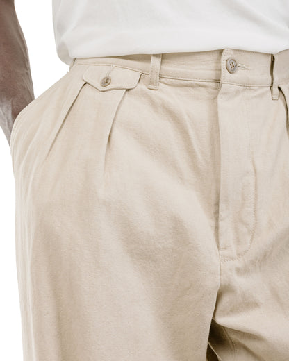 lost & found Beams Plus Beams Plus Lost & Found 2Pleats Trousers Cotton Linen Khaki