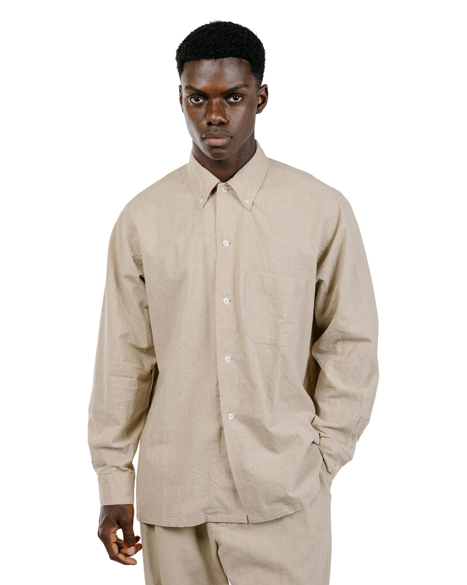 lost & found Beams Plus Beams Plus Lost & Found Open B.D. Linen Cotton Beige