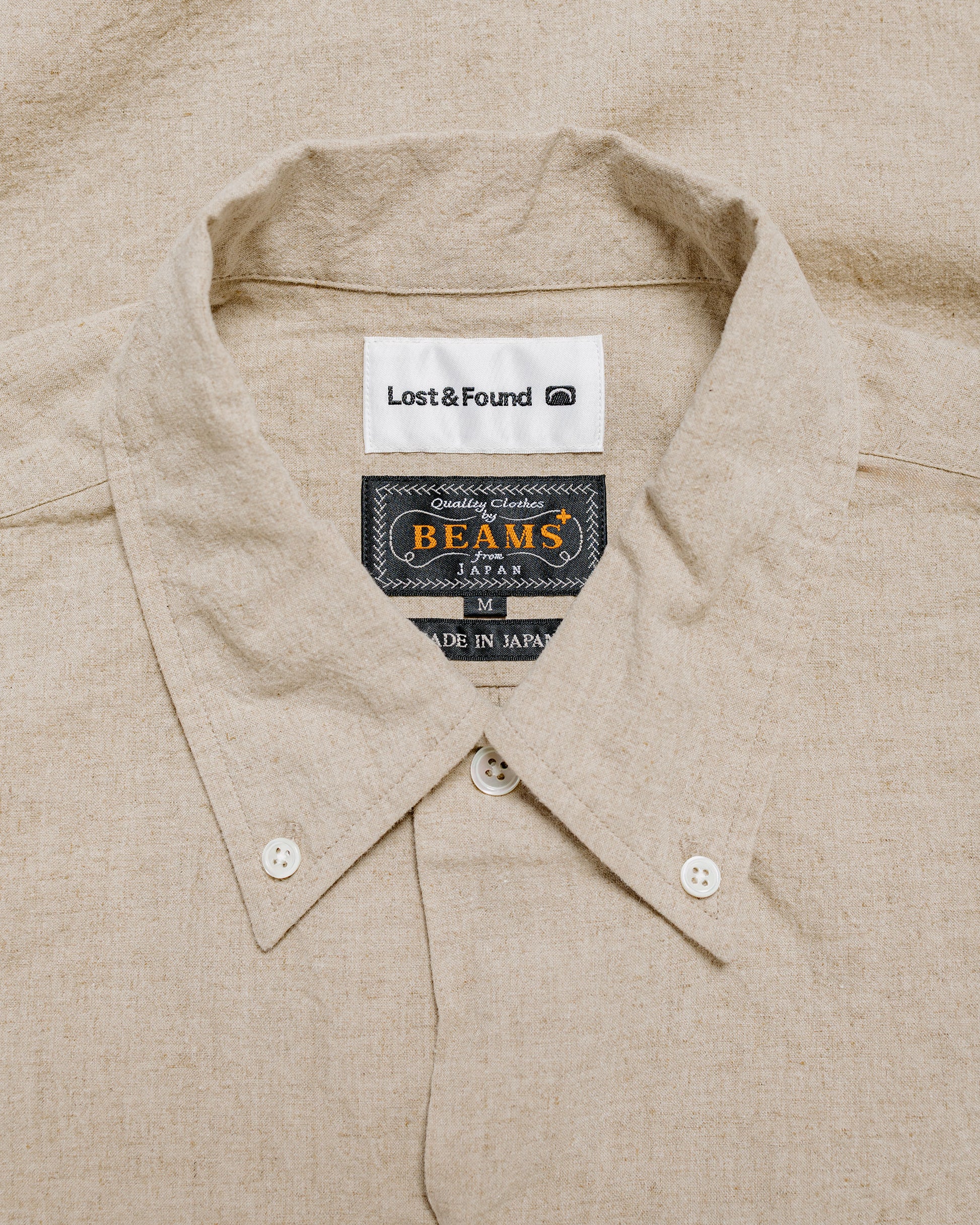 lost & found Beams Plus Beams Plus Lost & Found Open B.D. Linen Cotton Beige