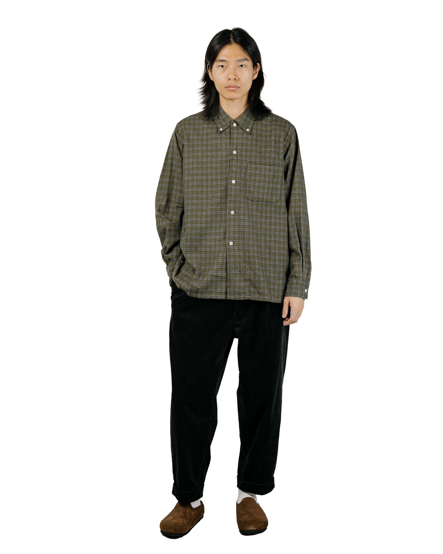 Beams Plus Open B.D. Dobby Plaid Green