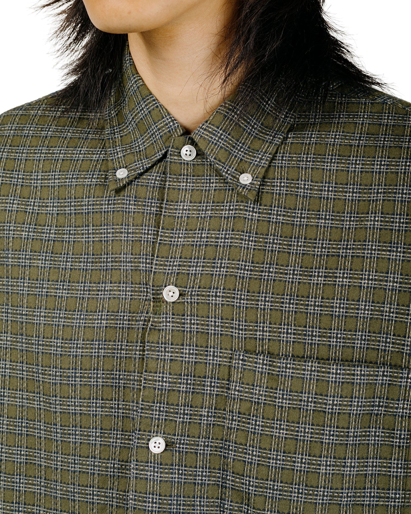 Beams Plus Open B.D. Dobby Plaid Green