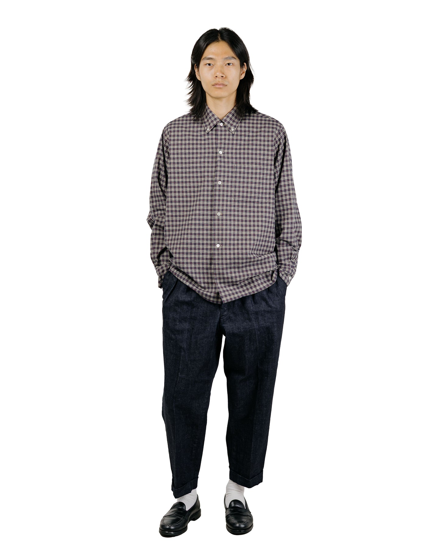Beams Plus Open B.D. Dobby Plaid Navy