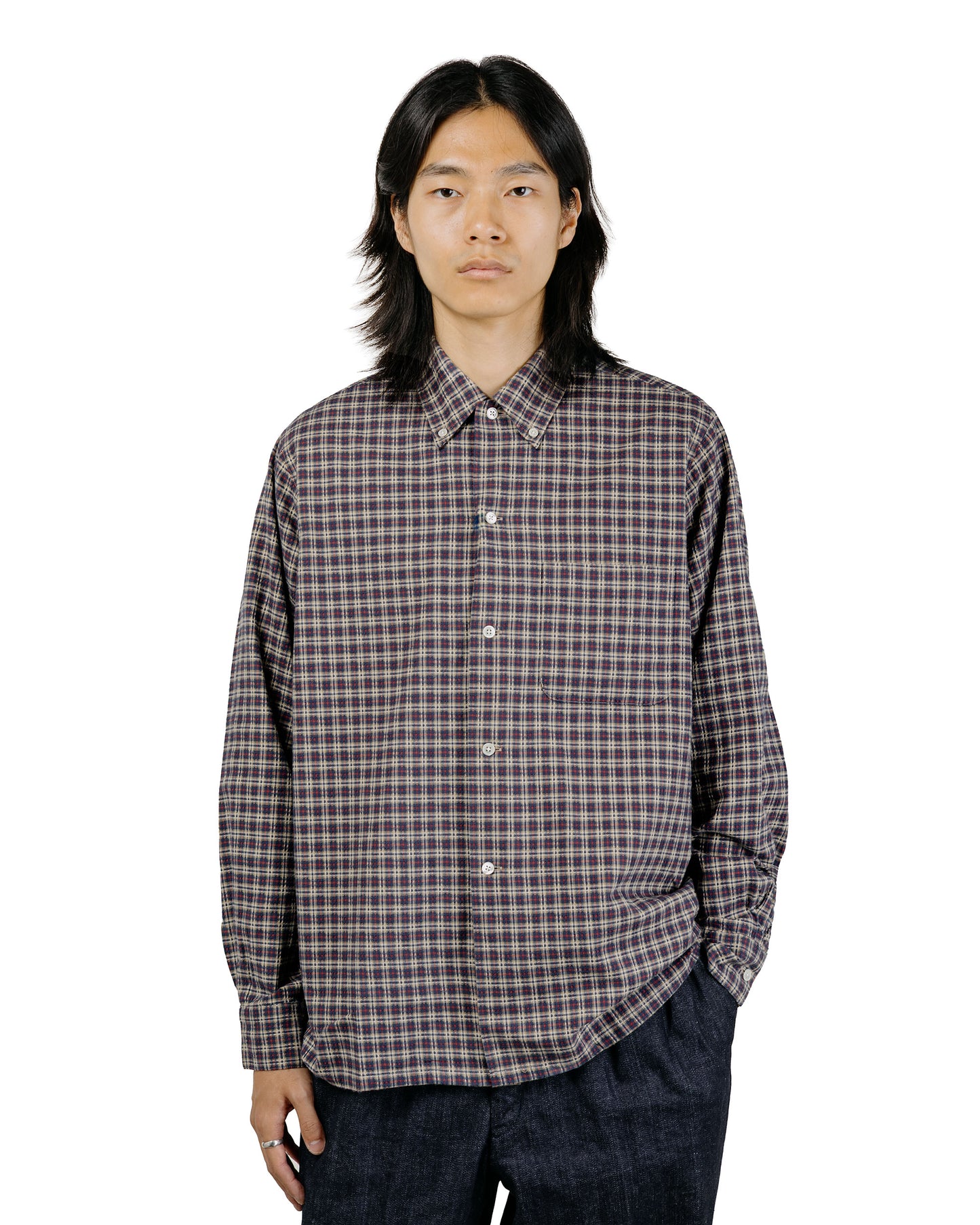 Beams Plus Open B.D. Dobby Plaid Navy