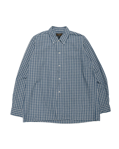 Beams Plus Open B.D. Indigo Dobby Plaid Blue