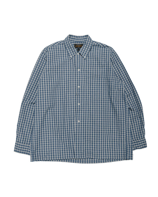 Beams Plus Open B.D. Indigo Dobby Plaid Blue
