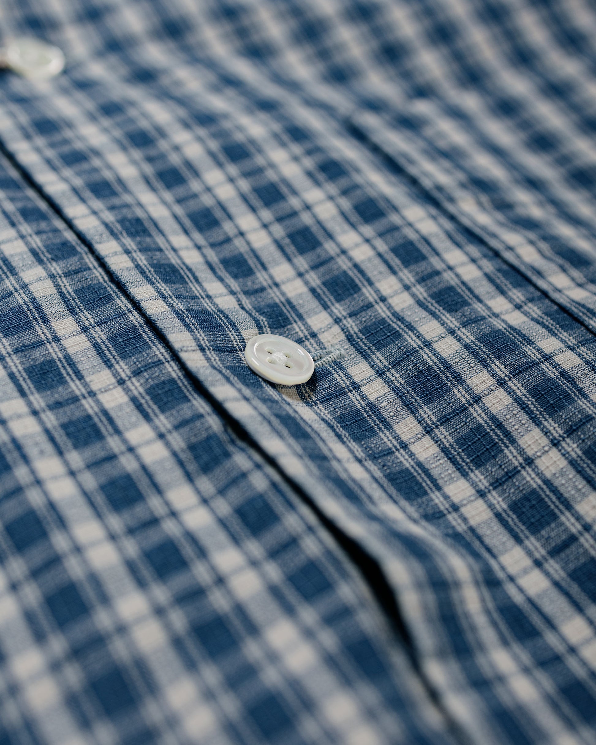 Beams Plus Open B.D. Indigo Dobby Plaid Blue