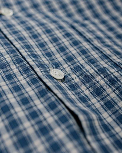 Beams Plus Open B.D. Indigo Dobby Plaid Blue