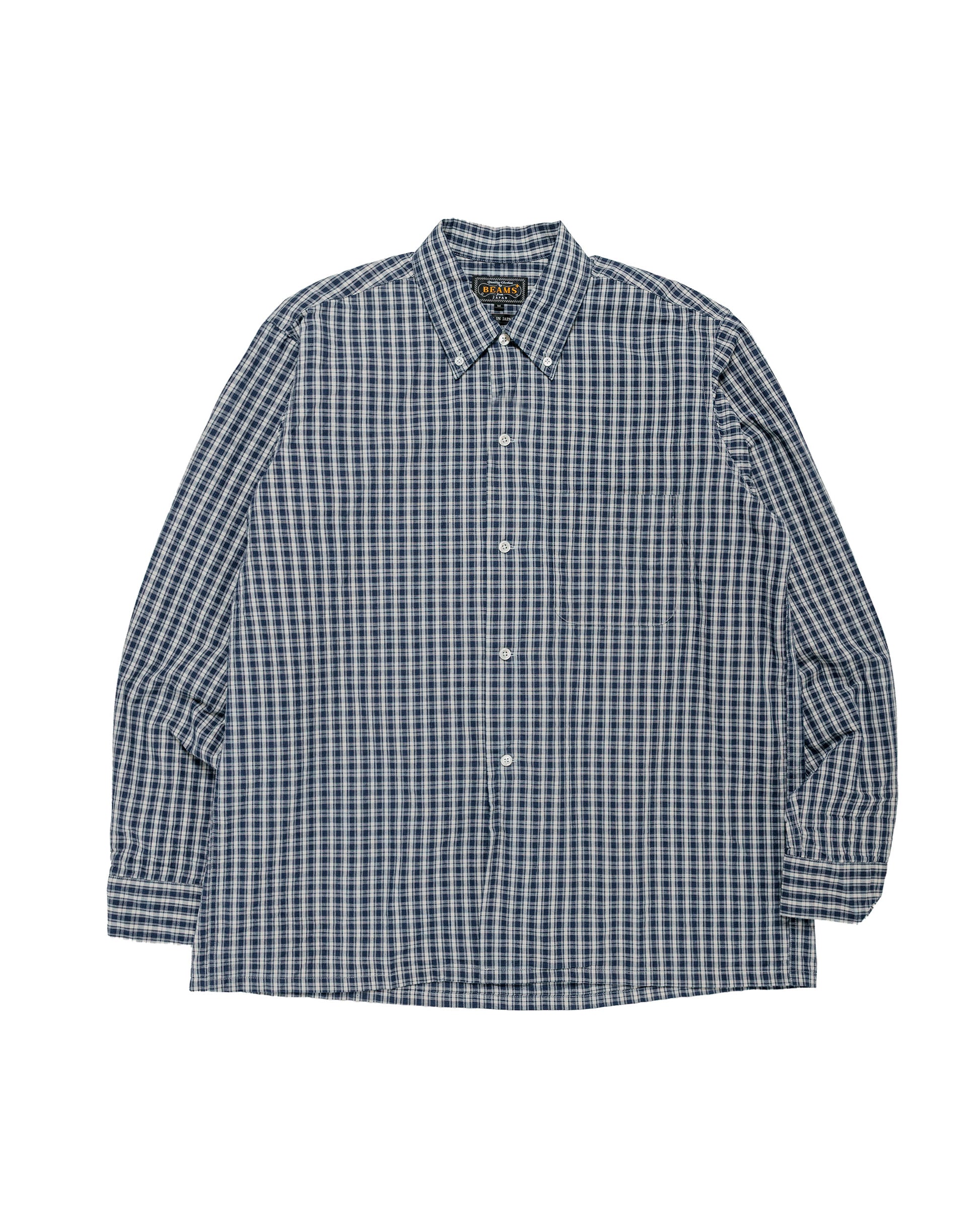Beams Plus Open B.D. Indigo Dobby Plaid Navy
