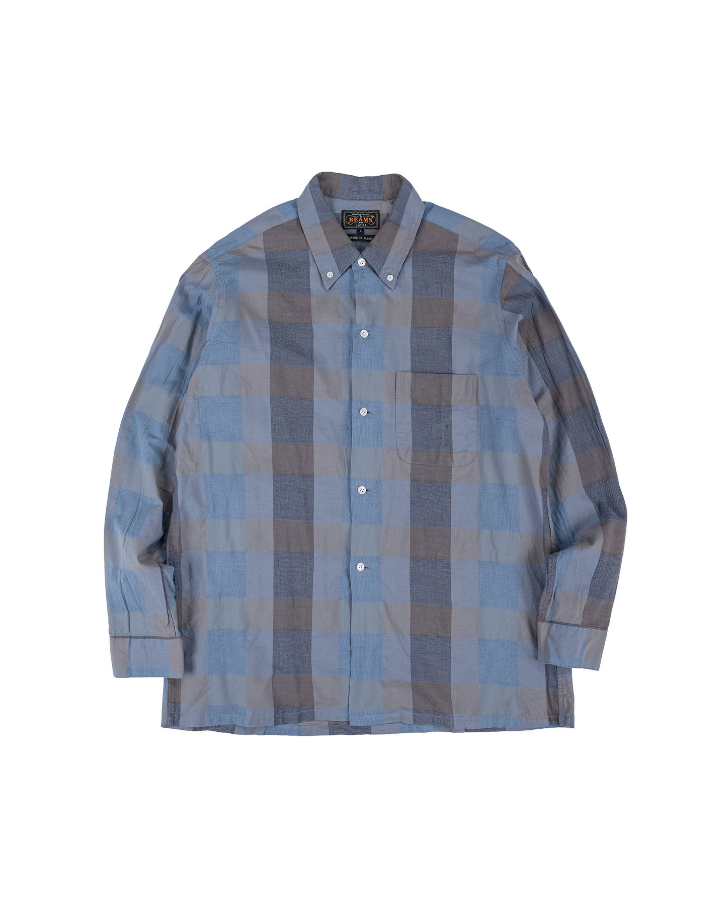 lost & found Beams Plus Beams Plus Open B.D. Indigo Panama Weave Plaid Indigo