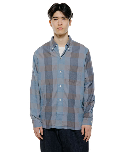 lost & found Beams Plus Beams Plus Open B.D. Indigo Panama Weave Plaid Indigo