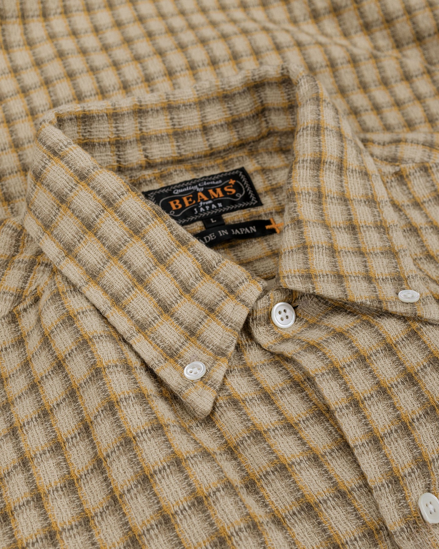 lost & found Beams Plus Beams Plus Open B.D. Panama Plaid Double Face Beige