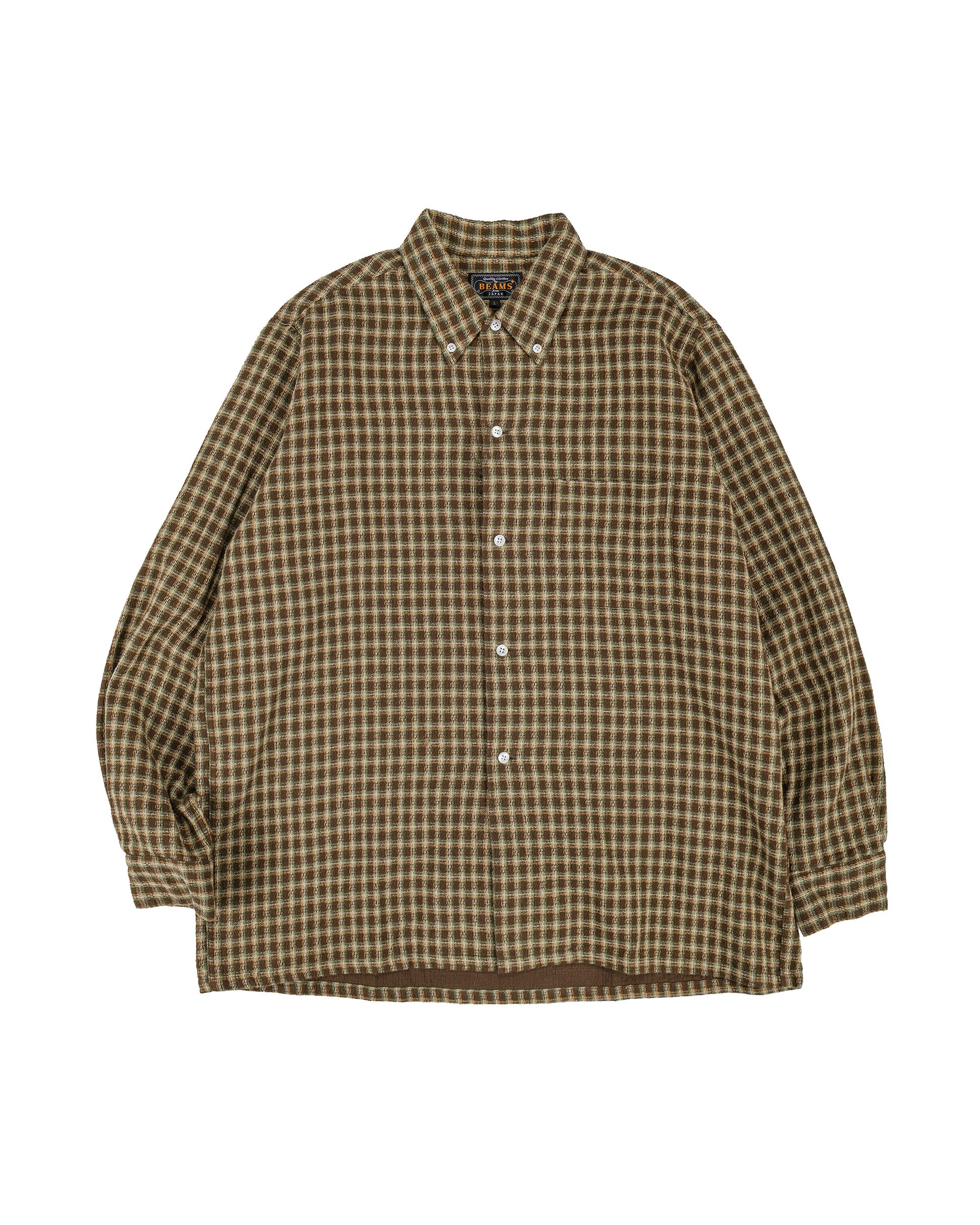 lost & found Beams Plus Beams Plus Open B.D. Panama Plaid Double Face Brown